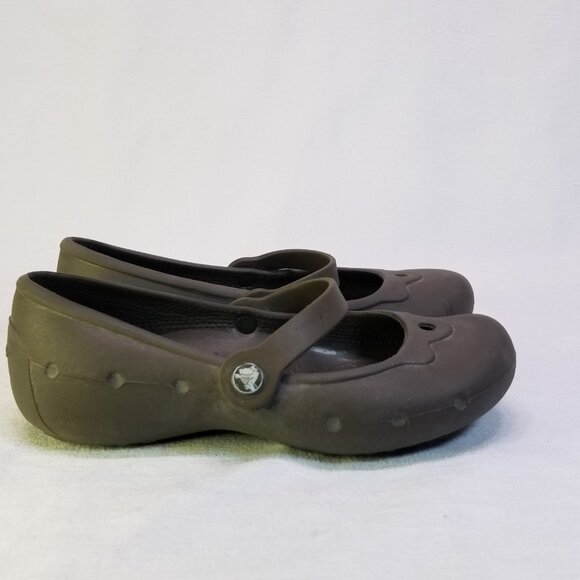 Crocs Toddler Slip On Mary Jane Shoes Size 12/13 (Child) Brown Kids Girls - Picture 8 of 11